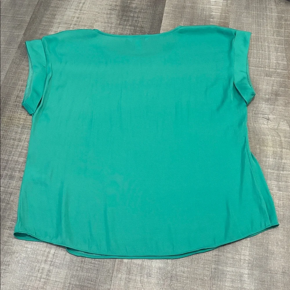 nine west green silky blouse